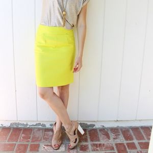J. Crew Chartreuse Yellow Pencil Skirt